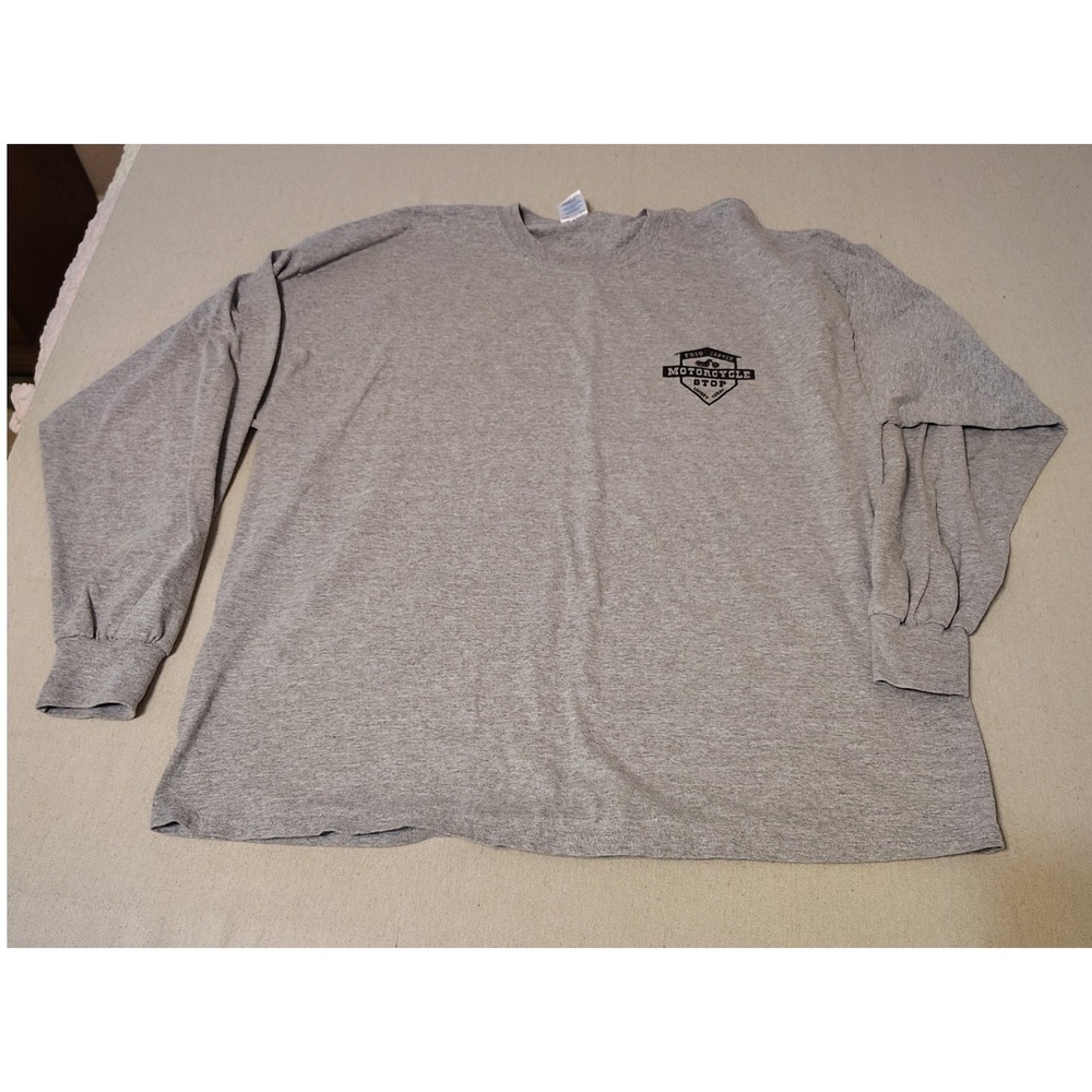 Vintage Frio Canyon Motorcycle Stop Texas Long Sleeve T Shirt Mens 3XL Gray XX